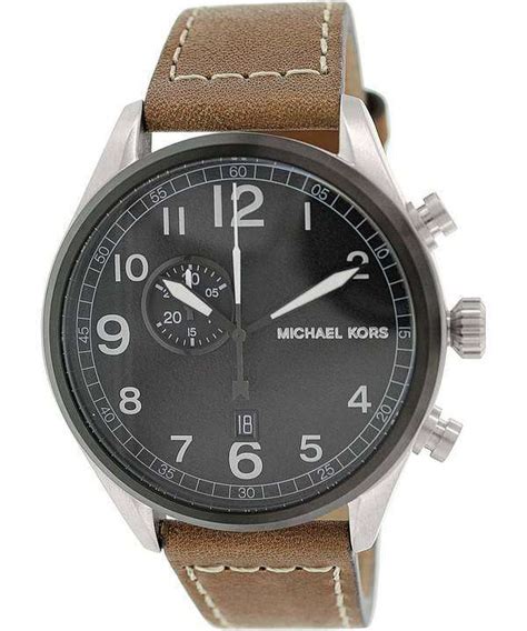 MICHAEL KORS MK7068 Hanger Black Dial Brown Leather 